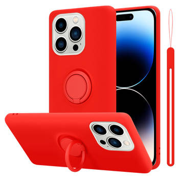 Cadorabo Hoesje geschikt voor Apple iPhone 14 PRO MAX in LIQUID ROOD - Beschermhoes van TPU silicone Case Cover met ring