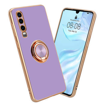 Cadorabo Hoesje geschikt voor Huawei P30 in Glossy Licht Paars - Goud - Beschermhoes Camerabescherming magnetische