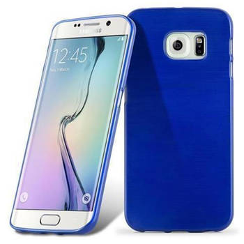 Cadorabo Hoesje geschikt voor Samsung Galaxy S6 EDGE in BLAUW - Beschermhoes TPU silicone Case Cover Brushed