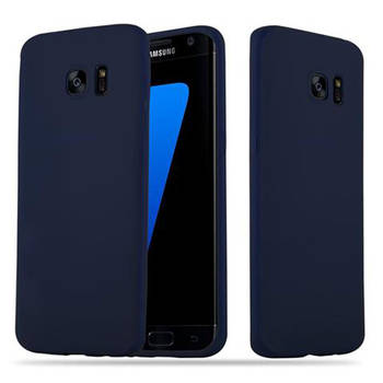 Cadorabo Hoesje geschikt voor Samsung Galaxy S7 EDGE in CANDY DONKER BLAUW - Beschermhoes TPU silicone Case Cover