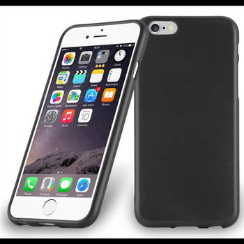 Cadorabo Hoesje geschikt voor Apple iPhone 6 PLUS / 6S PLUS in ZWART - Beschermhoes TPU silicone Case Cover Brushed