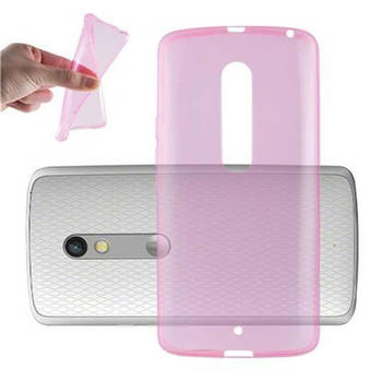 Cadorabo Hoesje geschikt voor Motorola MOTO X PLAY in TRANSPARANT ROZE - Beschermhoes Cover gemaakt van TPU Silicone