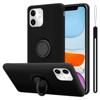 Cadorabo Hoesje geschikt voor Apple iPhone 11 in LIQUID ZWART - Beschermhoes van TPU silicone Case Cover met ring