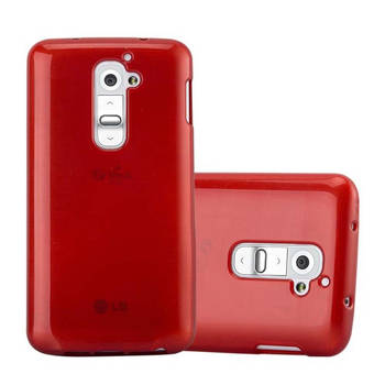 Cadorabo Hoesje geschikt voor LG G2 in ROOD - Beschermhoes TPU silicone Case Cover Brushed