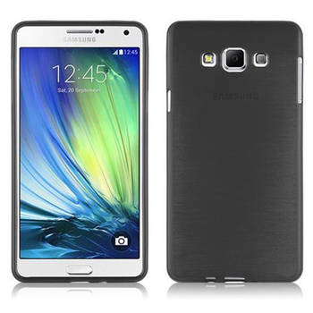 Cadorabo Hoesje geschikt voor Samsung Galaxy A7 2015 in ZWART - Beschermhoes TPU silicone Case Cover Brushed