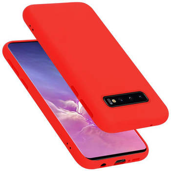 Cadorabo Hoesje geschikt voor Samsung Galaxy S10 4G Case in LIQUID ROOD - Beschermhoes TPU silicone Cover