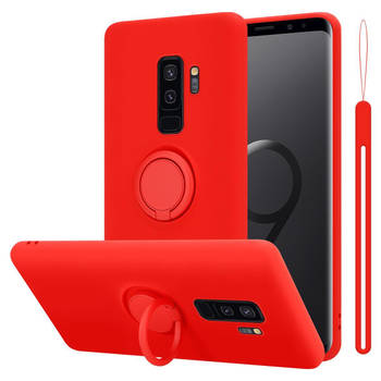 Cadorabo Hoesje geschikt voor Samsung Galaxy S9 PLUS in LIQUID ROOD - Beschermhoes van TPU silicone Case Cover met ring