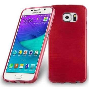 Cadorabo Hoesje geschikt voor Samsung Galaxy S6 in ROOD - Beschermhoes TPU silicone Case Cover Brushed