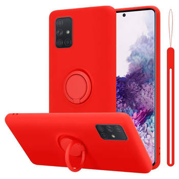 Cadorabo Hoesje geschikt voor Samsung Galaxy A71 4G in LIQUID ROOD - Beschermhoes van TPU silicone Case Cover met ring