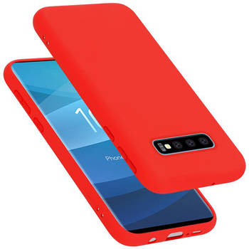 Cadorabo Hoesje geschikt voor Samsung Galaxy S10 PLUS Case in LIQUID ROOD - Beschermhoes TPU silicone Cover