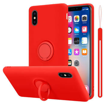 Cadorabo Hoesje geschikt voor Apple iPhone X / XS in LIQUID ROOD - Beschermhoes van TPU silicone Case Cover met ring