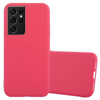 Cadorabo Hoesje geschikt voor Samsung Galaxy S21 ULTRA in CANDY ROOD - Beschermhoes TPU silicone Case Cover