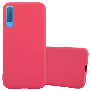Cadorabo Hoesje geschikt voor Samsung Galaxy A7 2018 in CANDY ROOD - Beschermhoes TPU silicone Case Cover