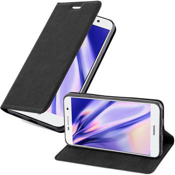 Cadorabo Hoesje geschikt voor Huawei Y5 2017 / Y6 2017 in ZWARTE NACHT - Beschermhoes Case magnetische sluiting Cover