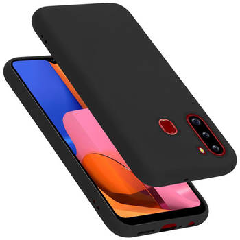 Cadorabo Hoesje geschikt voor Samsung Galaxy A21 Case in LIQUID ZWART - Beschermhoes TPU silicone Cover