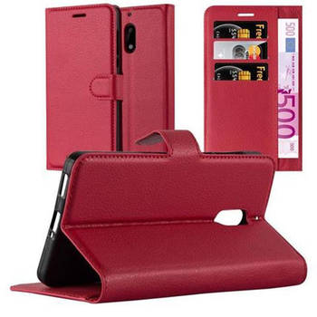 Cadorabo Hoesje geschikt voor Nokia 6 2017 in KARMIJN ROOD - Beschermhoes Cover magnetische sluiting Case