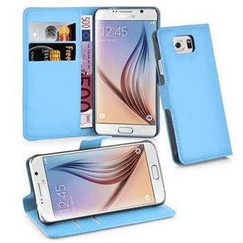Cadorabo Hoesje geschikt voor Samsung Galaxy S6 in PASTEL BLAUW - Beschermhoes Cover magnetische sluiting Case