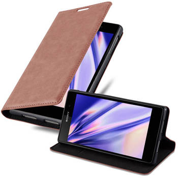 Cadorabo Hoesje geschikt voor Sony Xperia Z1 in CAPPUCCINO BRUIN - Beschermhoes Case magnetische sluiting Cover