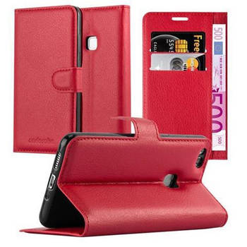 Cadorabo Hoesje geschikt voor Huawei P10 LITE in KARMIJN ROOD - Beschermhoes Cover magnetische sluiting Case