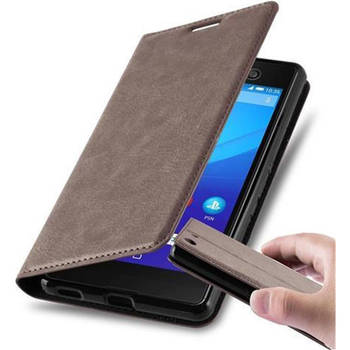 Cadorabo Hoesje geschikt voor Sony Xperia M5 in KOFFIE BRUIN - Beschermhoes Case magnetische sluiting Cover