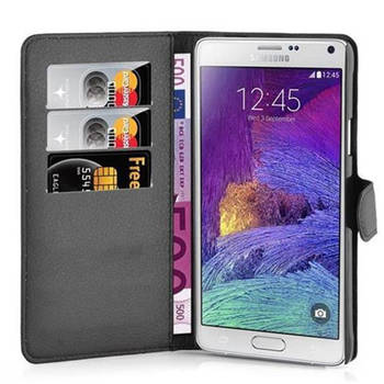 Cadorabo Hoesje geschikt voor Samsung Galaxy NOTE 4 in PHANTOM ZWART - Beschermhoes Cover magnetische sluiting Case