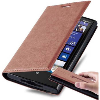 Cadorabo Hoesje geschikt voor Nokia Lumia 920 in CAPPUCCINO BRUIN - Beschermhoes Case magnetische sluiting Cover