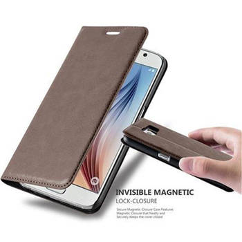 Cadorabo Hoesje geschikt voor Samsung Galaxy S6 in KOFFIE BRUIN - Beschermhoes Case magnetische sluiting Cover