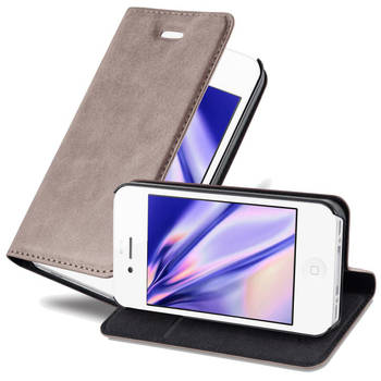 Cadorabo Hoesje geschikt voor Apple iPhone 4 / 4S in KOFFIE BRUIN - Beschermhoes Case magnetische sluiting Cover