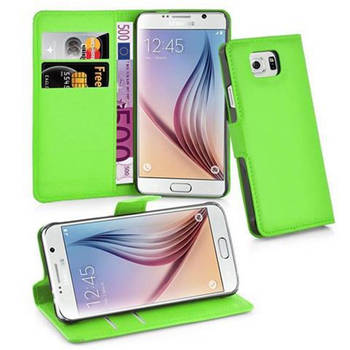 Cadorabo Hoesje geschikt voor Samsung Galaxy S6 in MUNT GROEN - Beschermhoes Cover magnetische sluiting Case