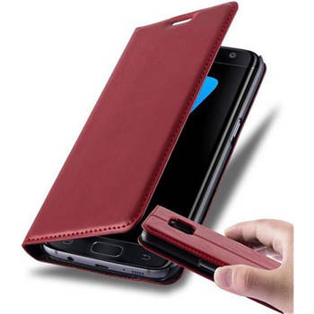 Cadorabo Hoesje geschikt voor Samsung Galaxy S7 EDGE in APPEL ROOD - Beschermhoes Case magnetische sluiting Cover