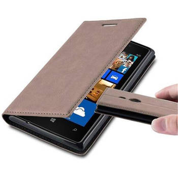 Cadorabo Hoesje geschikt voor Nokia Lumia 925 in KOFFIE BRUIN - Beschermhoes Case magnetische sluiting Cover