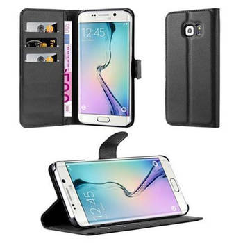 Cadorabo Hoesje geschikt voor Samsung Galaxy S6 EDGE in PHANTOM ZWART - Beschermhoes Cover magnetische sluiting Case