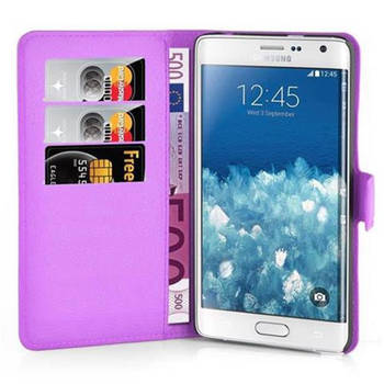 Cadorabo Hoesje geschikt voor Samsung Galaxy NOTE EDGE in MANGAAN PAARS - Beschermhoes Cover magnetische sluiting Case