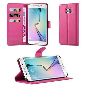 Cadorabo Hoesje geschikt voor Samsung Galaxy S6 EDGE in KERSEN ROZE - Beschermhoes Cover magnetische sluiting Case