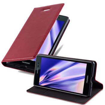 Cadorabo Hoesje geschikt voor Huawei ASCEND P7 in APPEL ROOD - Beschermhoes Case magnetische sluiting Cover