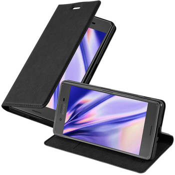 Cadorabo Hoesje geschikt voor Sony Xperia X in ZWARTE NACHT - Beschermhoes Case magnetische sluiting Cover