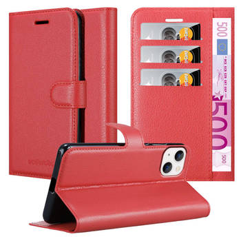 Cadorabo Hoesje geschikt voor Apple iPhone 14 PLUS in KARMIJN ROOD - Beschermhoes Cover magnetische sluiting Case