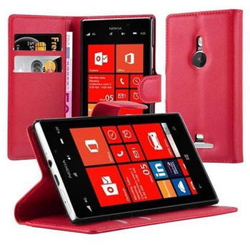 Cadorabo Hoesje geschikt voor Nokia Lumia 925 in KARMIJN ROOD - Beschermhoes Cover magnetische sluiting Case