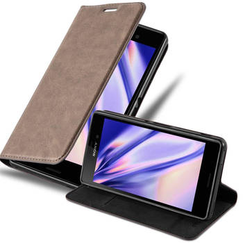 Cadorabo Hoesje geschikt voor Sony Xperia M4 AQUA in KOFFIE BRUIN - Beschermhoes Case magnetische sluiting Cover