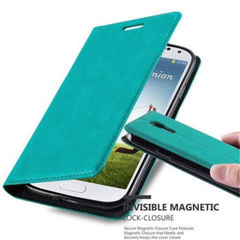 Cadorabo Hoesje geschikt voor Samsung Galaxy S4 in BENZINE TURKOOIS - Beschermhoes Case magnetische sluiting Cover