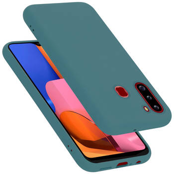 Cadorabo Hoesje geschikt voor Samsung Galaxy A21 Case in LIQUID GROEN - Beschermhoes TPU silicone Cover