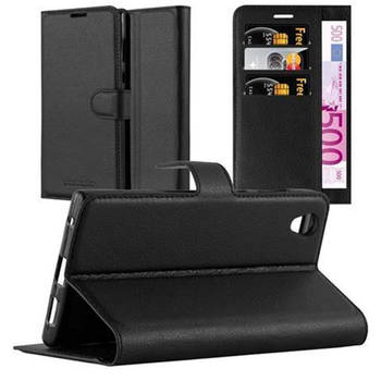 Cadorabo Hoesje geschikt voor Sony Xperia L1 in PHANTOM ZWART - Beschermhoes Cover magnetische sluiting Case