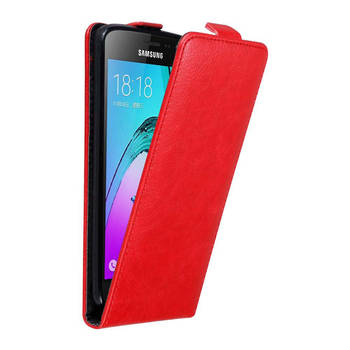 Cadorabo Hoesje geschikt voor Samsung Galaxy J3 2016 in APPEL ROOD - Beschermhoes Flip Case Cover magnetische sluiting