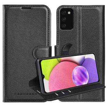 Cadorabo Hoesje geschikt voor Samsung Galaxy A03s in PHANTOM ZWART - Beschermhoes Cover magnetische sluiting Case