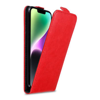 Cadorabo Hoesje geschikt voor Apple iPhone 14 PLUS in APPEL ROOD - Beschermhoes Flip Case Cover magnetische sluiting