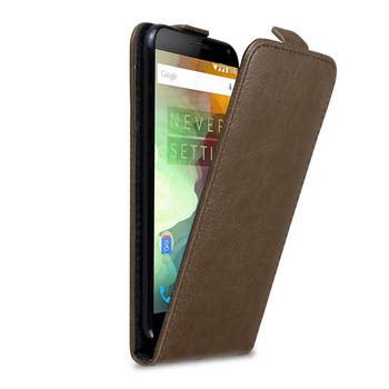 Cadorabo Hoesje geschikt voor OnePlus 2 in KOFFIE BRUIN - Beschermhoes Flip Case Cover magnetische sluiting