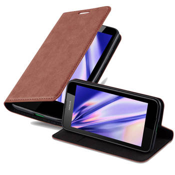 Cadorabo Hoesje geschikt voor Nokia Lumia 630 / 635 in CAPPUCCINO BRUIN - Beschermhoes Case magnetische sluiting Cover