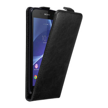 Cadorabo Hoesje geschikt voor Sony Xperia Z3 in ZWARTE NACHT - Beschermhoes Flip Case Cover magnetische sluiting