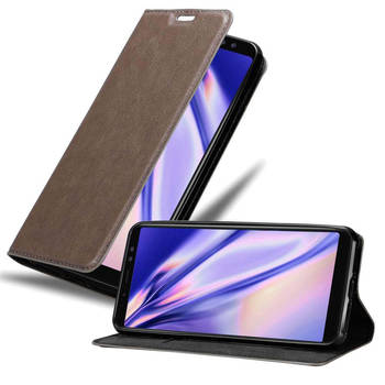 Cadorabo Hoesje geschikt voor Samsung Galaxy A8 2018 in KOFFIE BRUIN - Beschermhoes Case magnetische sluiting Cover