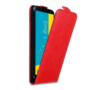 Cadorabo Hoesje geschikt voor Samsung Galaxy J6 2018 in APPEL ROOD - Beschermhoes Flip Case Cover magnetische sluiting
